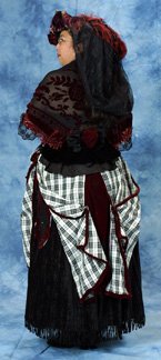 Ami, Black, Burgundy and Plaid Bustle